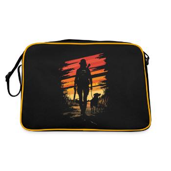 Chasseresse avec chien Vintage - Sac Retro - noir/or - Dos