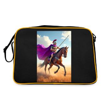 Cloaked rider gallops, Slavic hooves echo through - Retro Bag - black/gold - Back