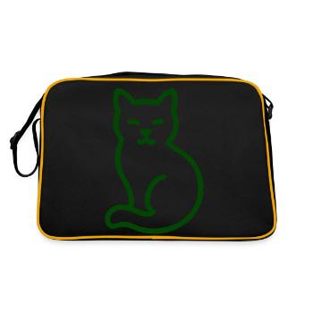 Line Art Cat – Minimalist Cat Motif - Retro Bag - black/gold - Back