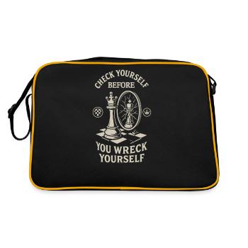 Chess Player Check Yourself Funny Saying - Retro Bag - black/gold - Back