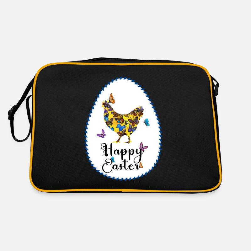 Poule colorée - Sac Retro - noir/or