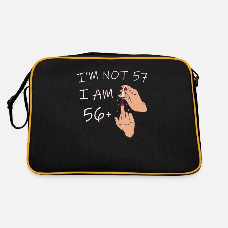 Ich bin nicht 57, ich bin 56 plus 1 Mittelfinger, 57. Retro Tasche