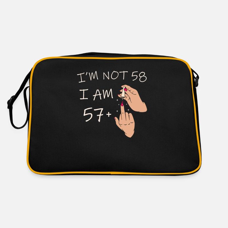 Ich bin nicht 58, ich bin 57 plus 1 Mittelfinger, 58. Retro Tasche