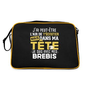 Brebis Mouton Agneau Laine Humour Ferme Agricole - Sac Retro - noir/or - Dos