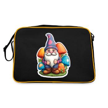 Dwarf surrounded by mushrooms - Retro Bag - black/gold - Back