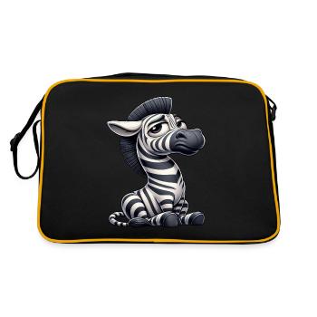 Funny Zebra Comic Bull Skeptical Look - Retro Bag - black/gold - Back