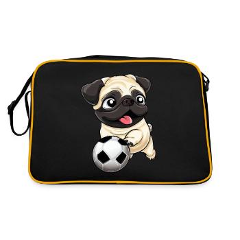 Pug in football fever: star on the pitch - Retro Bag - black/gold - Back