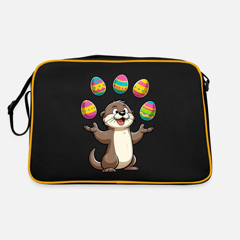 Otter Beaver Juggling Easter Eggs Water Animal Artist Retro Bag