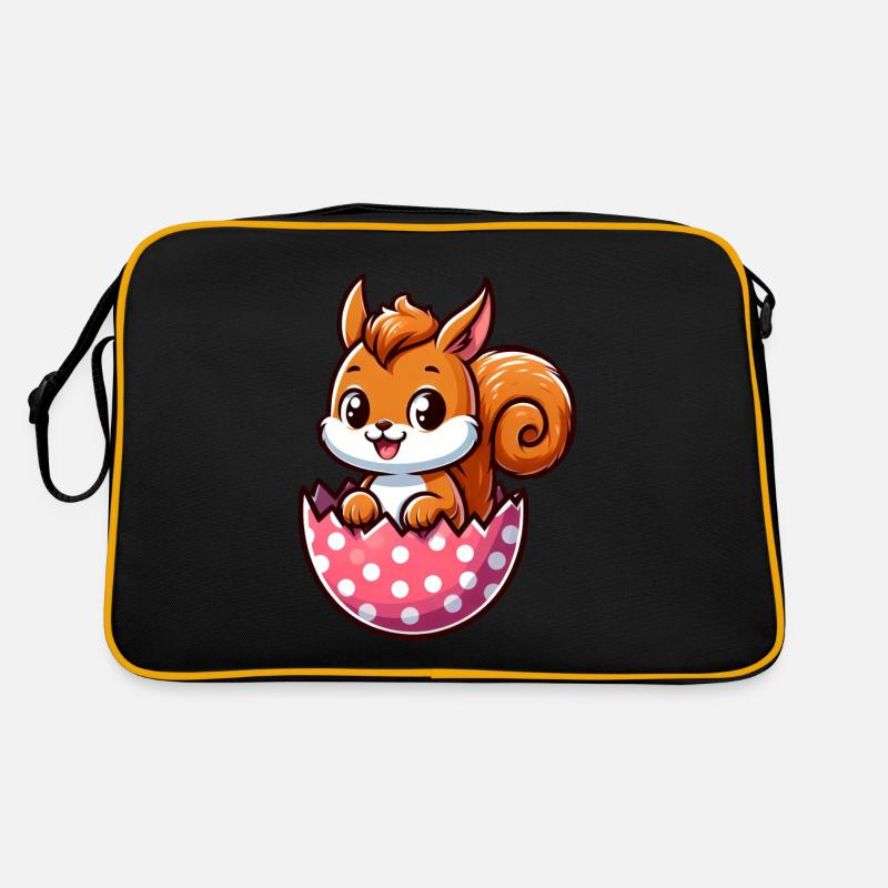 Cute Squirrel with Easter Egg Comic Design Retro Bag
