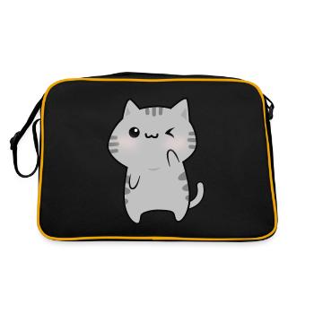 Cute gray cat cartoon - Retro Bag - black/gold - Back
