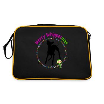 Elfen Lichterkette - Retro Tasche - Schwarz/Gold - Hinten