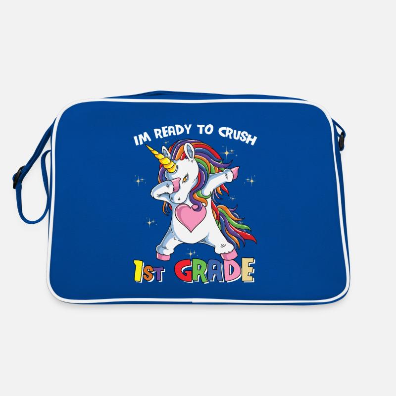 Ich bin bereit, Regenbogenmädchen Jungen der 1. Klasse zu zerquetschen Retro Tasche