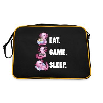 Eat Game Sleep - Cute Axolotl tolle Geschenkidee - Retro Tasche - Schwarz/Gold - Hinten