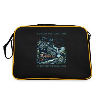 "Explore the forgotten, discover the unknown" - Retro Bag - black/gold - Back