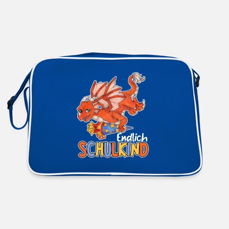Endlich Schule, Niedlicher Drache Geschenk Schule Retro Tasche