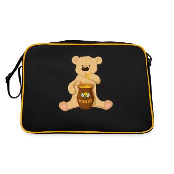 Bär mit Honig - Retro Tasche - Schwarz/Gold - Hinten