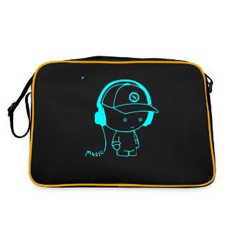 Garçon - casque - musique - Sac Retro - noir/or - Dos