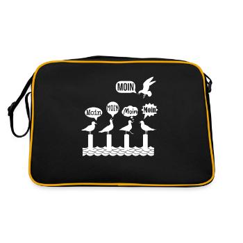 Moin Möwe drôle motif du nord de l’Allemagne - Sac Retro - noir/or - Dos