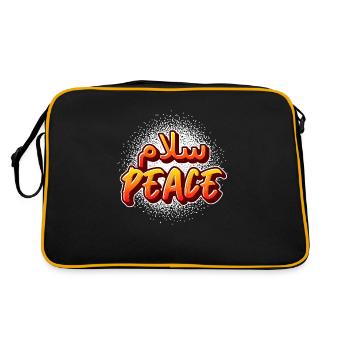 Salaam Peace Arabisch Graffiti - Retro Tasche - Schwarz/Gold - Hinten