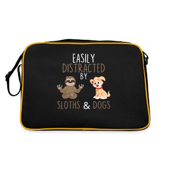 Easily Distracted By Sloths And Dogs - Retro Bag - black/gold - Back