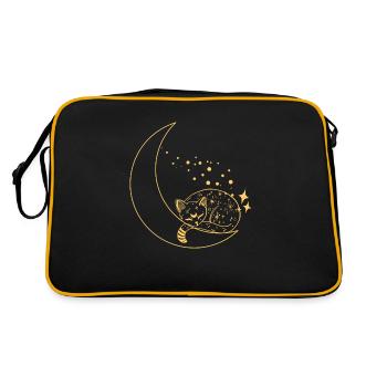 chat dans la lune brillé - Sac Retro - noir/or - Dos