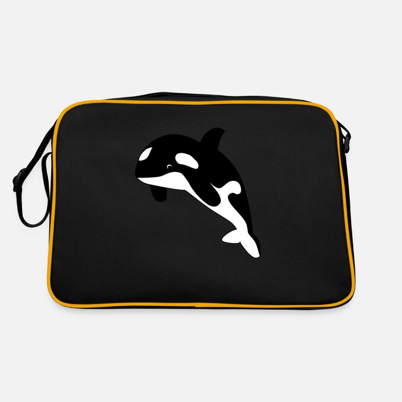 Orca / Schwertwal - Retro Tasche - Schwarz/Gold
