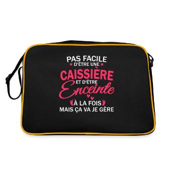 caissière et enceinte / humour caissière enceinte - Sac Retro - noir/or - Dos
