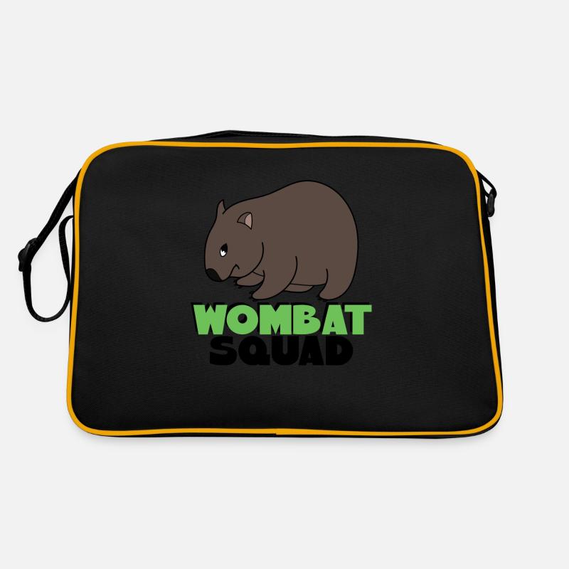 Wombat Squad Süßes Wombat-Wildtier - Retro Tasche - Schwarz/Gold