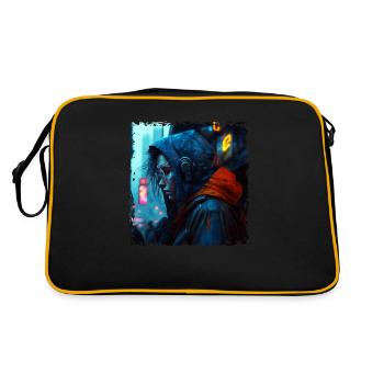 Personnage du cyberespace au néon dans une lumière néon brillante - Sac Retro - noir/or - Dos