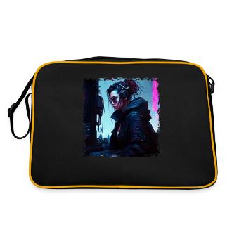 Sci-Fi techie in dystopian high-tech world - Retro Bag - black/gold - Back