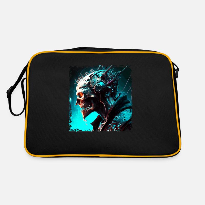 Cyborg oder Monster als Cyber Android der Zukunft Retro Tasche