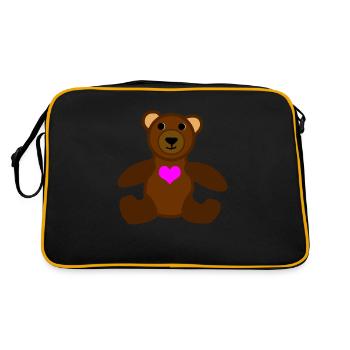 Bear with a pink heart - Retro Bag - black/gold - Back