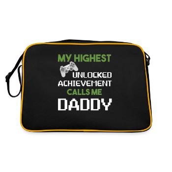 Nerdig Lustig Vatertag Gamer Papa Videospiele - Retro Tasche - Schwarz/Gold - Hinten