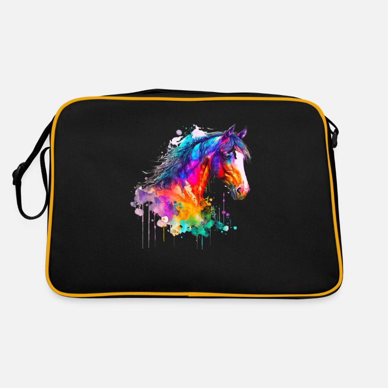 Idee Leidenschaft Pferde Reiter Aquarell Splash Art Retro Tasche