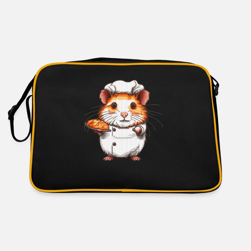 Hamster als Bäcker hat ein Brot gebacken Retro Tasche