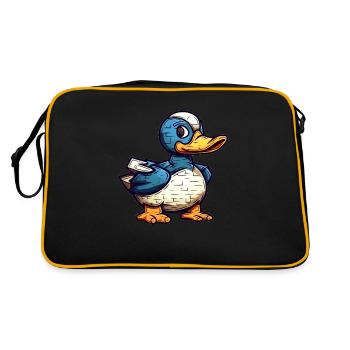 Kleines Entlein im Comic und Cartoon Look - Retro Tasche - Schwarz/Gold - Hinten