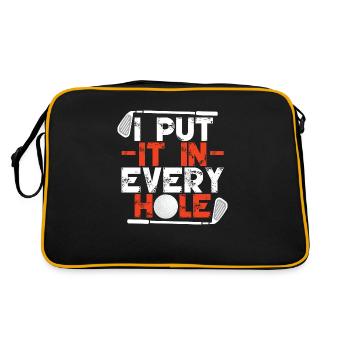 Ich stecke es in jedes Loch - Retro Tasche - Schwarz/Gold - Hinten