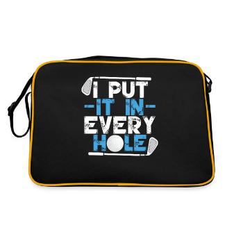 Ich stecke es in jedes Loch - Retro Tasche - Schwarz/Gold - Hinten