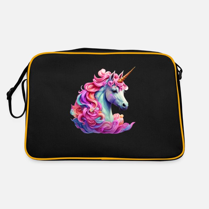 Einhorn, bunt, Pferd, Geschenk, Pony, Mädchen Retro Tasche