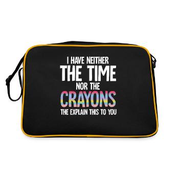 Ich habe nicht die Zeit oder die Buntstifte Lustiger Sarkasmus - Retro Tasche - Schwarz/Gold - Hinten