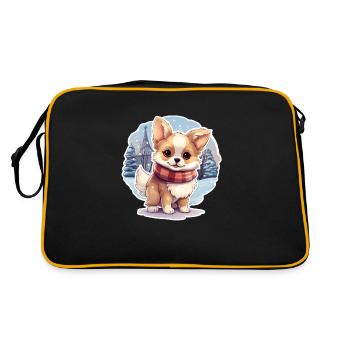 cute doggy in the snow - Retro Bag - black/gold - Back