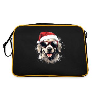 Magischer Golden Retriever Weihnachtshund im Schne - Retro Tasche - Schwarz/Gold - Hinten