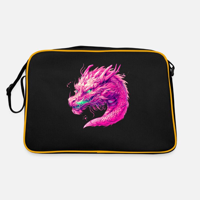 Pinker Drache Retro Tasche