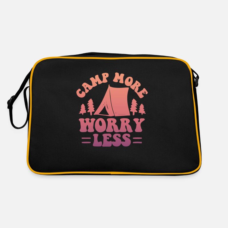 Camp More Worry Less Camping - Retro Tasche - Schwarz/Gold