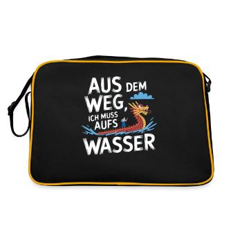 Aus dem Weg, ich muss aufs Wasser - Retro Tasche - Schwarz/Gold - Hinten