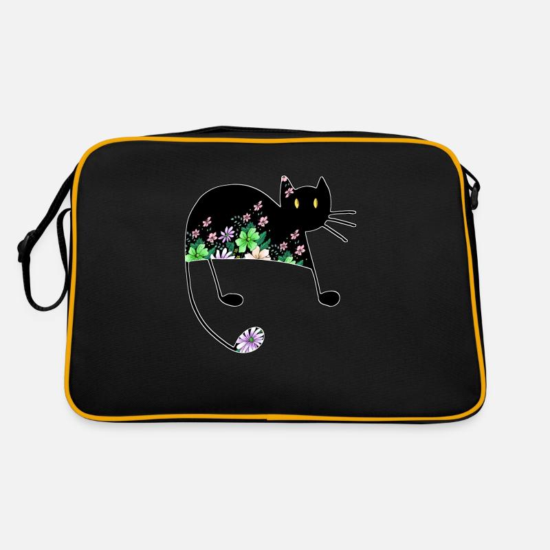 Katze - Retro Tasche - Schwarz/Gold