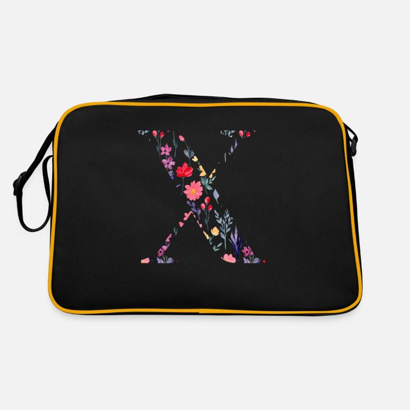 Personalisierter Blumenbuchstabe x - Geschenkidee Retro Tasche