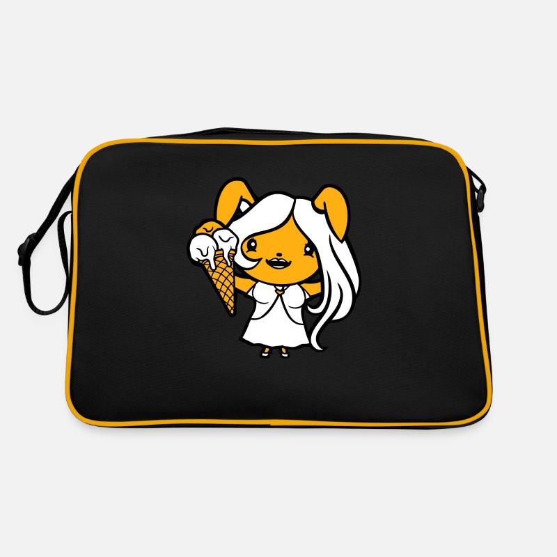 Hase isst Eis Waffel Eiscreme lecker Mädchen Frau Retro Tasche