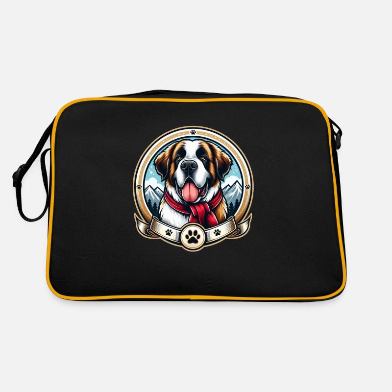 Saint Bernard Dog Logo Retro Bag