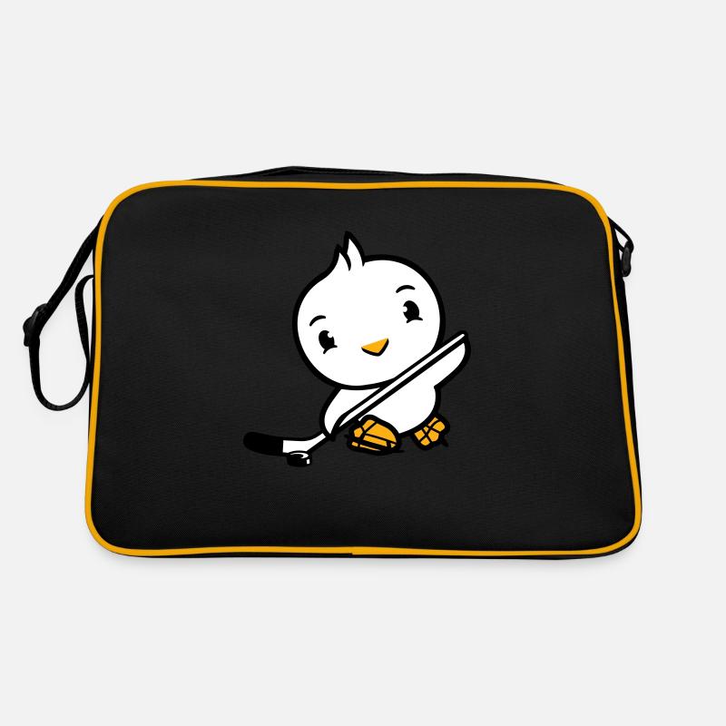 Vogel spielen Eishockey Sport Puck Schläger Hobby - Retro Tasche - Schwarz/Gold